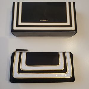 MAC Clutch makeup travel carrying case zip bag Black gold White